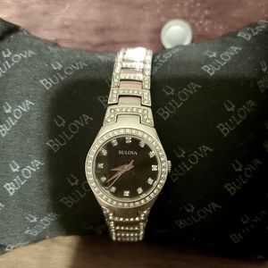 Bulova Brand New Crystal Accent Silver Watch - Needs Battery